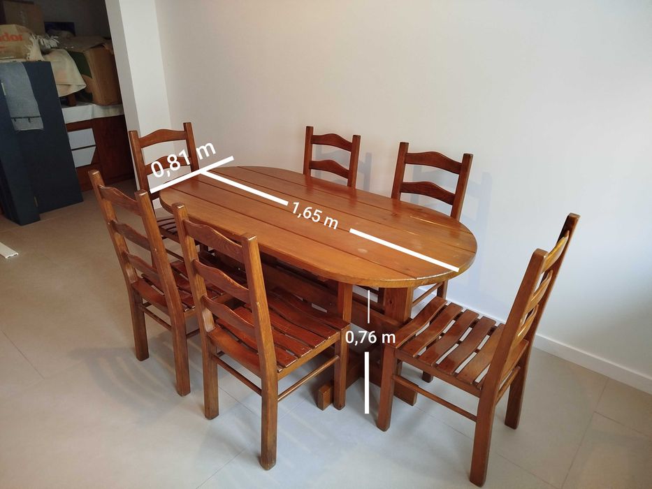 Conjunto mesa de jantar + 6 cadeiras