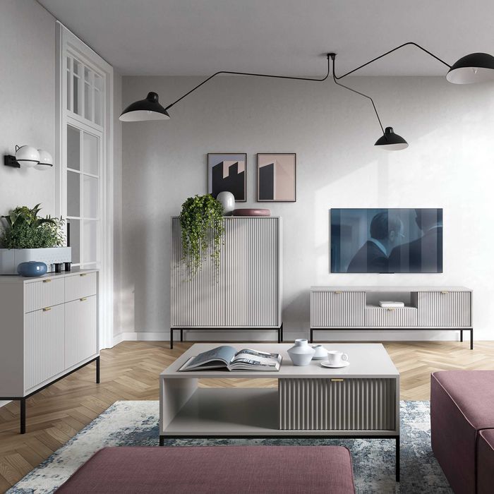 Ława / Stolik kawowy 104 cm Crow L104 / Szary + czarny stelaż