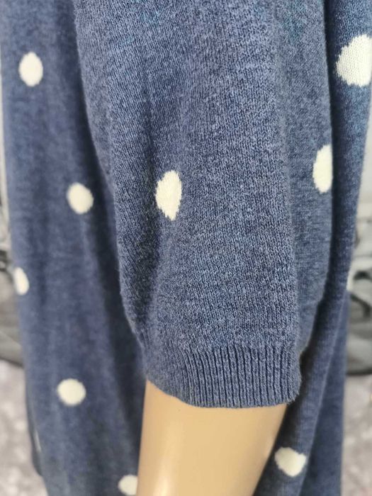 Sweter damski niebieski w grochy/kropki z krótkim rękawem, Next L