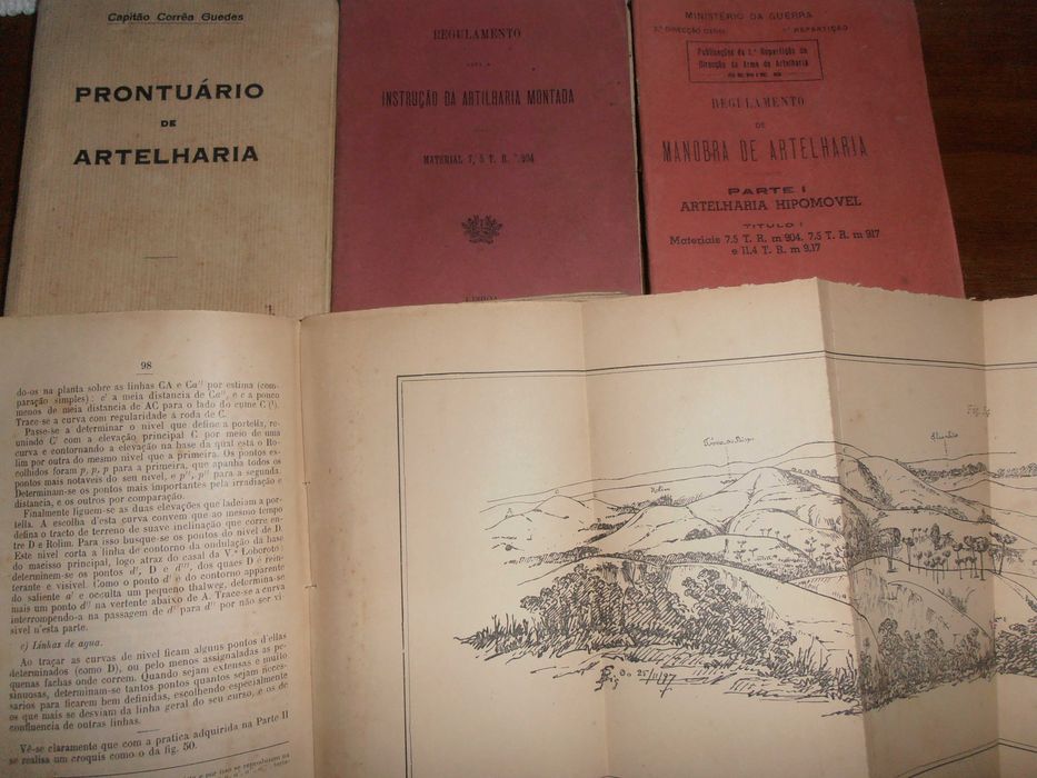 MILITARIA- 5 livros, artilharia, c/mapas,1897/1916/35