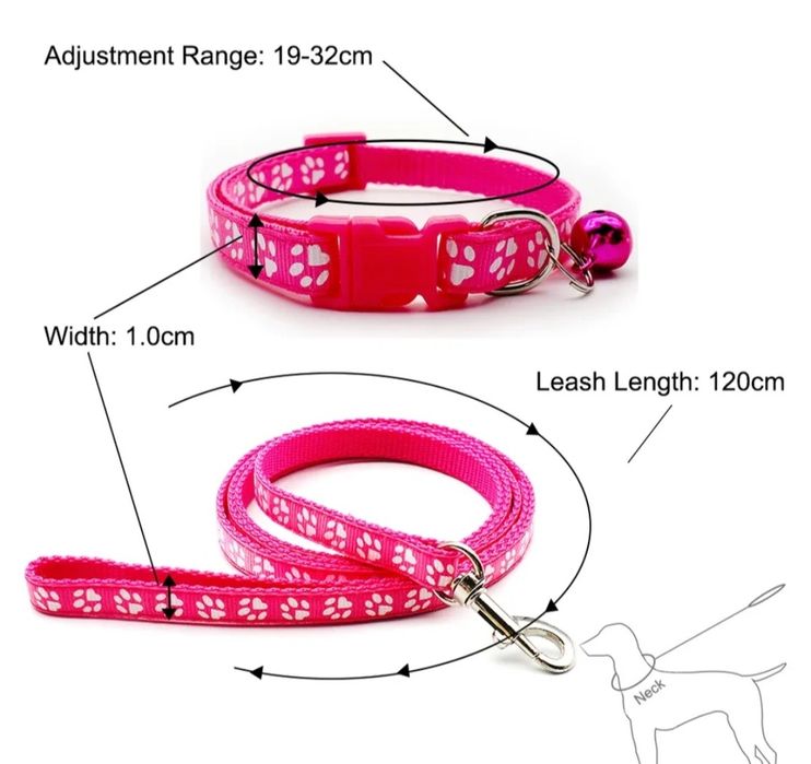 Ошейник с поводком. Много цветов.