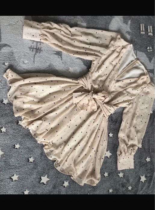 Sukienka kremowa w grochy/ w kropki r xs