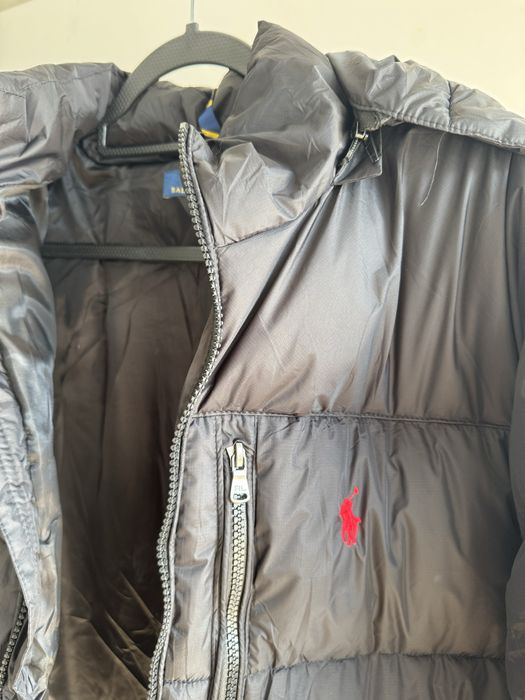 Casaco Polo Ralph Lauren acolchoado com capuz preto tamanho M