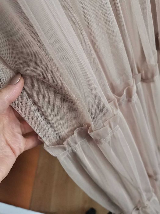 Spódnica maxi falbanki MAYA 32 bez wad pudrowy róż
