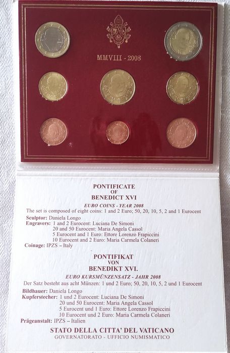 Set' Moedas Euro Vaticano - BNC - Ano 2008