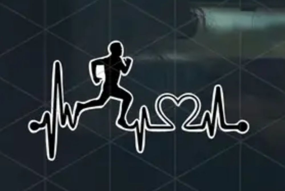 BIEGACZ - EKG - 15cm x 9cm- naklejka na auto ścianę laptop kamper quad