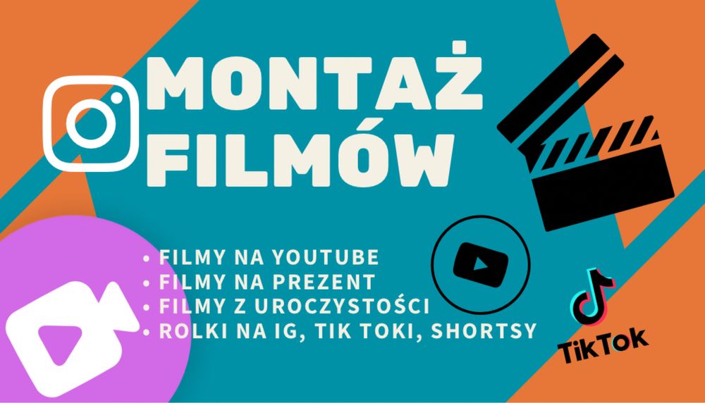 Montaż filmów - YT, IG, Tik Tok oraz z uroczystości