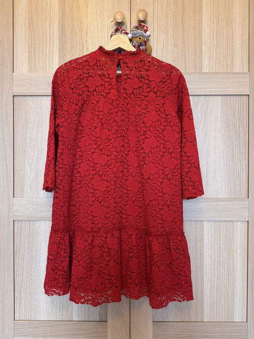 Sukienka czerwona Zara r 38 M koronkowa na Święta