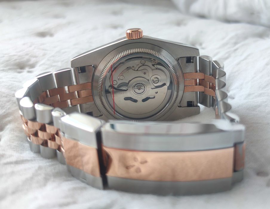 Relógio Automático Seiko Mod Datejust Rose Gold Diamond Chocolate