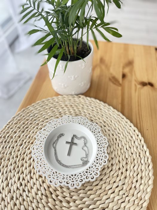 Duzy krzyż z lancuszkiem  stal nierdzewna