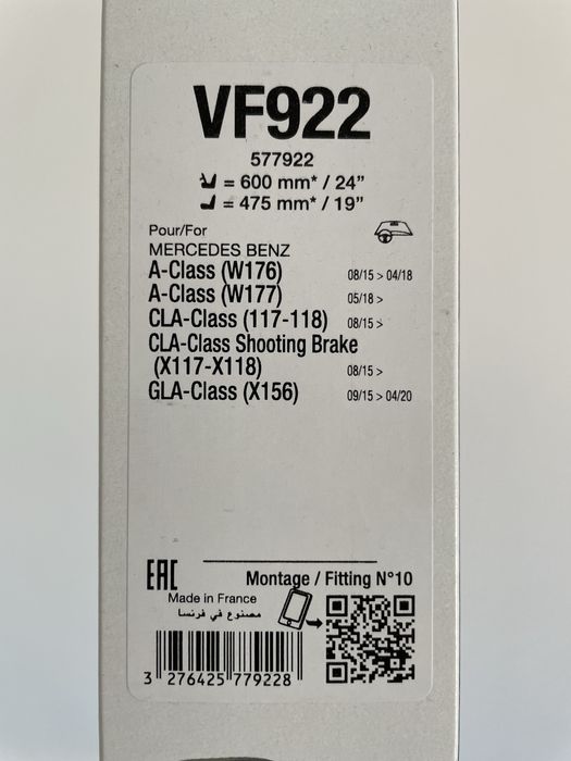 Valeo VF922 - Conjunto de 2x limpa para-brizas