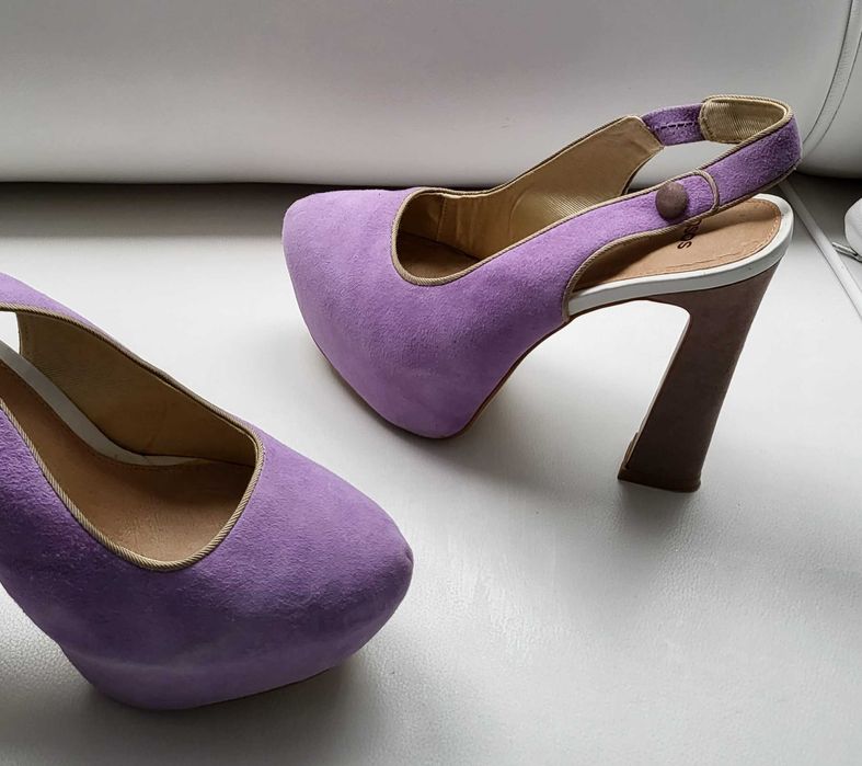 ASOS liliowe buciki skóra roz 41
