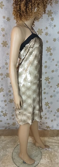 Nowa z metką spódnica długa/maxi beżowe w cekiny, Love Copenhagen M