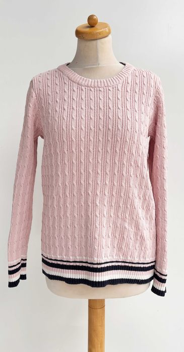 Sweter Warkocze Tommy Hilfiger Różowy Pudrowy Róż XL 42
