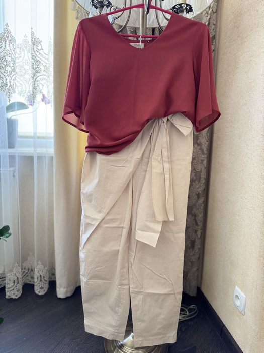 Штани з високою талією укорочені ZARA р.М літо стан нових