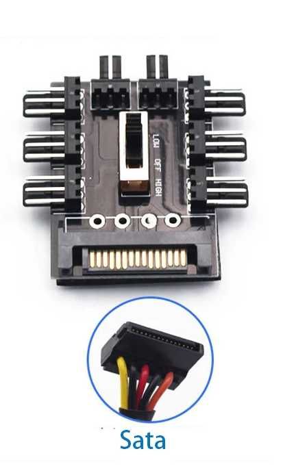 Rozdzielacz (hub) wentylatorów 8x 3/4-pin | SATA | Regulacja prędkości