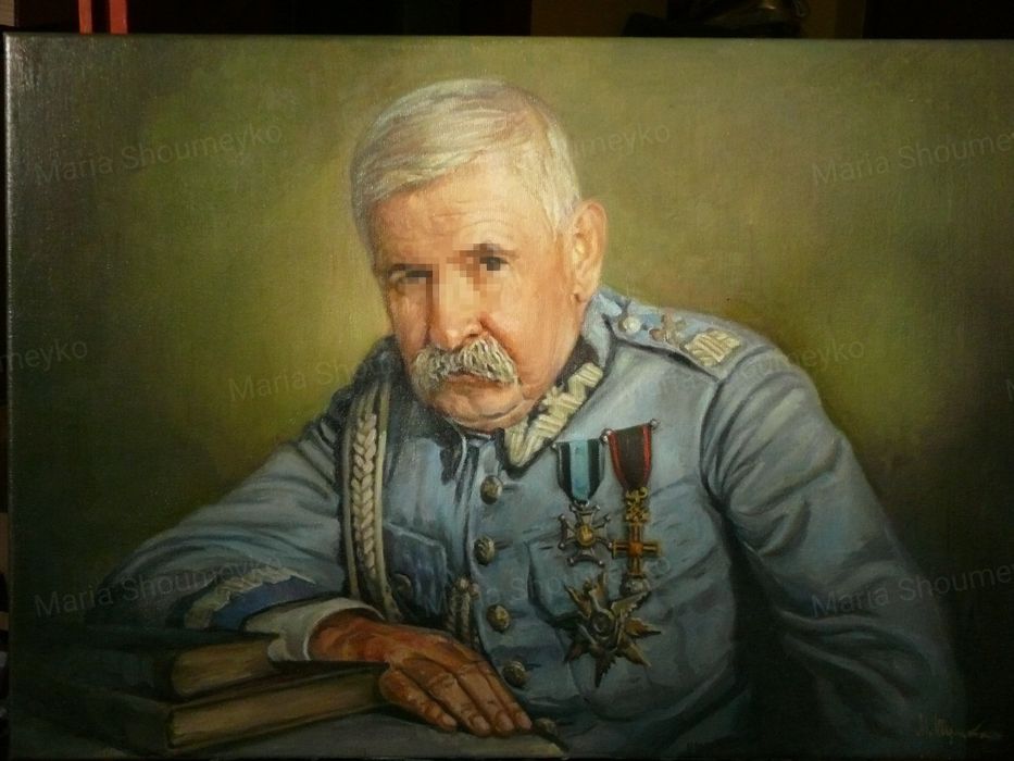 Portret w mundurze, olej na płótnie. Portret ojca, dziadka na prezent.