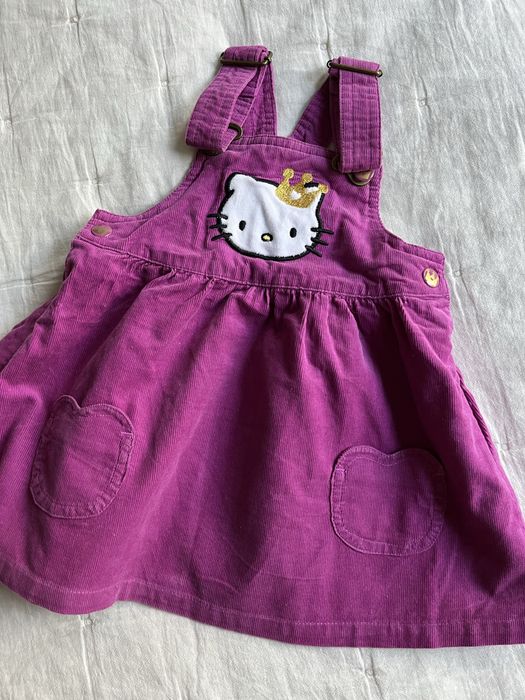 Sukienka na szelkach ogrodniczka sztruks Hello Kitty H&M 74
