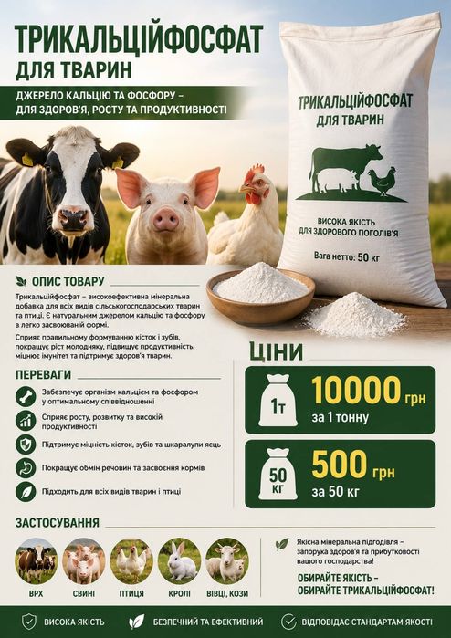 Трикальційфосфат 50кг мішок