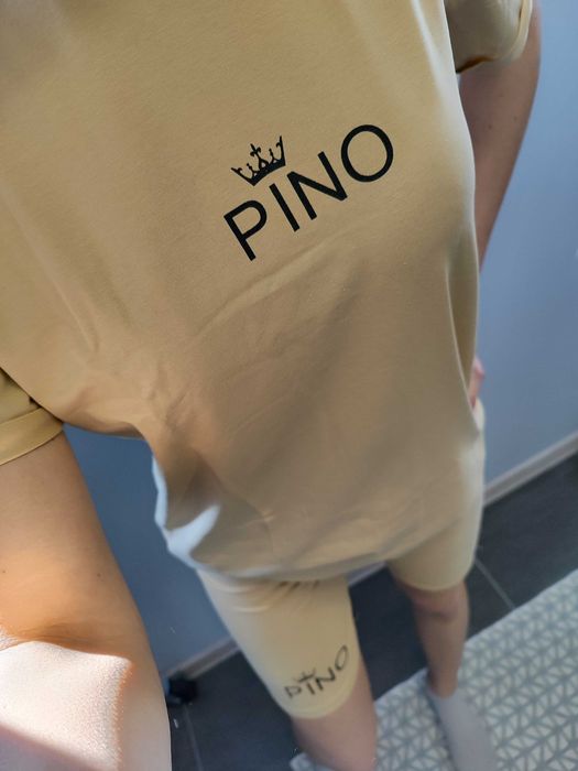 Komplet bluzka + kolarki beż L bawełna polecam