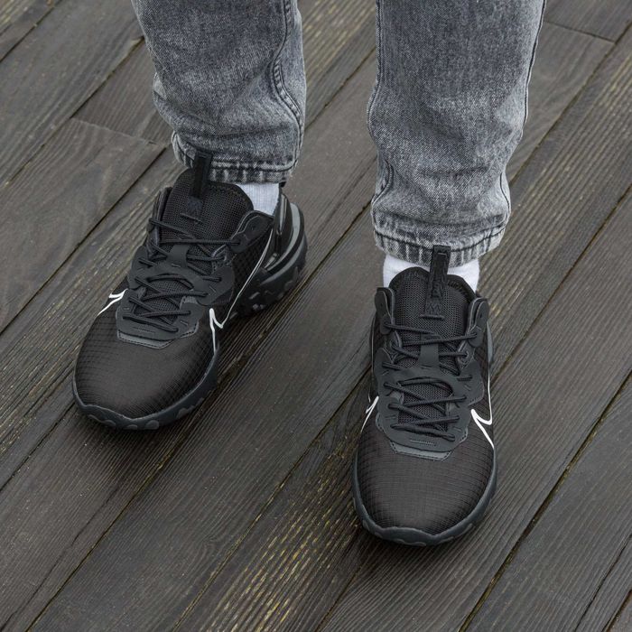 Чоловічі кросівки Nike React Vision "Black/White/Swoosh" Розміри 40-45
