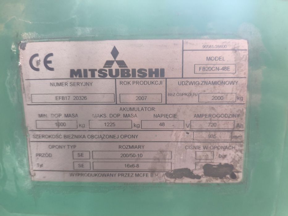 Wózek widłowy Mitsubishi 2 tony elektryczny