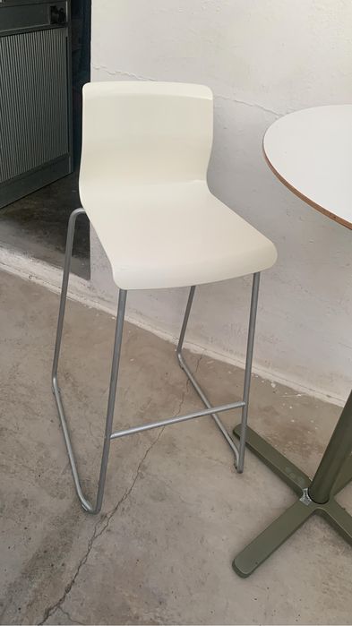 White Table Set with 2 High Chairs, Gray Legs64552402633346121