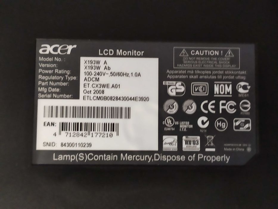 2 Monitores Acer 19” e 24” (Ler descrição)