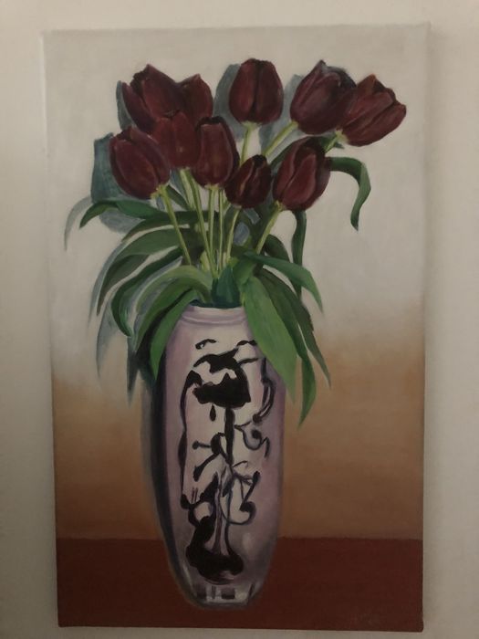 Quadro a óleo "Tulipas Negras"