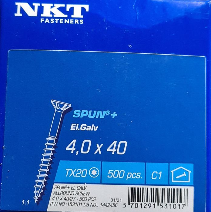 Wkręty do drewna- FASTENERS SPUN®+, ocynk