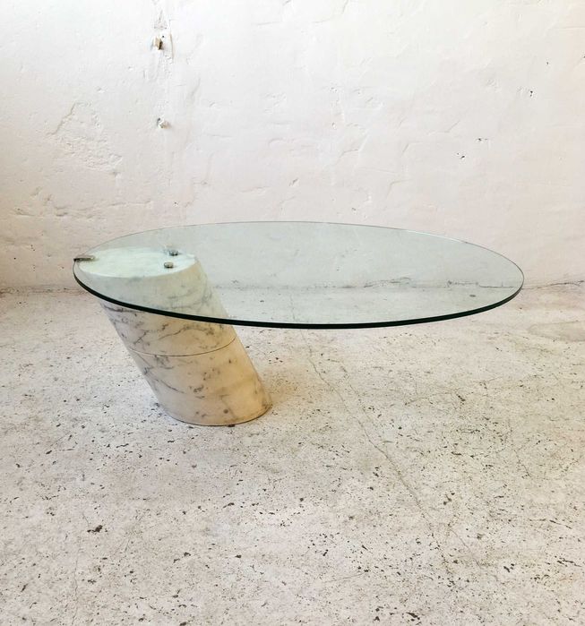 Stolik marmur szkło lata 70 80 vintage design #26