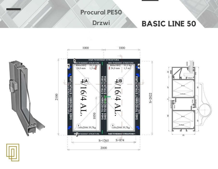 Okna i Drzwi Aluminiowe jednoskrzydłowe 1083mmx2100mm PRODUCENT