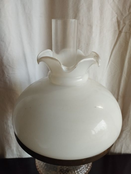 Lampka nocna, mosiądz, szkło, antyk.