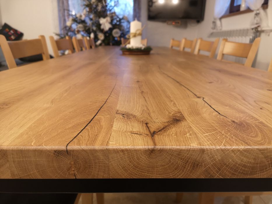 Stół drewniany dębowy loftowy nowoczesny rozkładany loft industrial