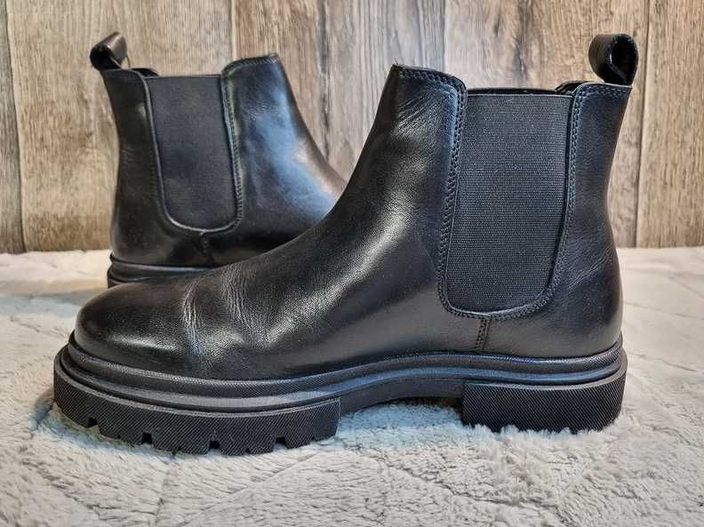 Czarne, skórzane sztyblety Zign, 40