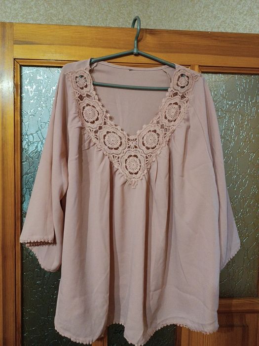 блузка пудра батал