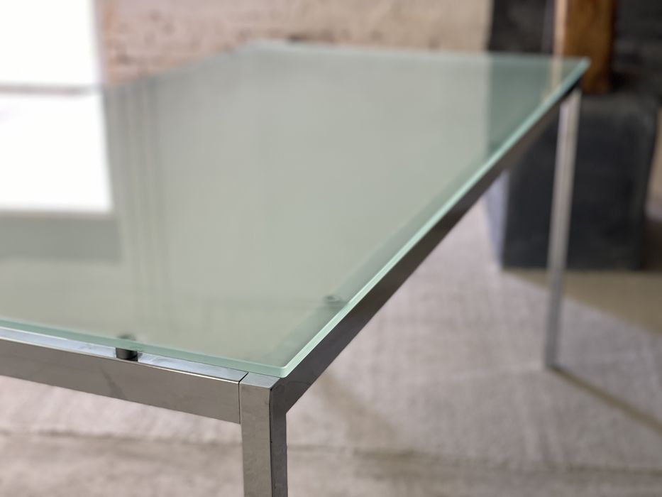 Nowoczesny stół szklany 160 x 80 cm, chrom, szkło hartowane
