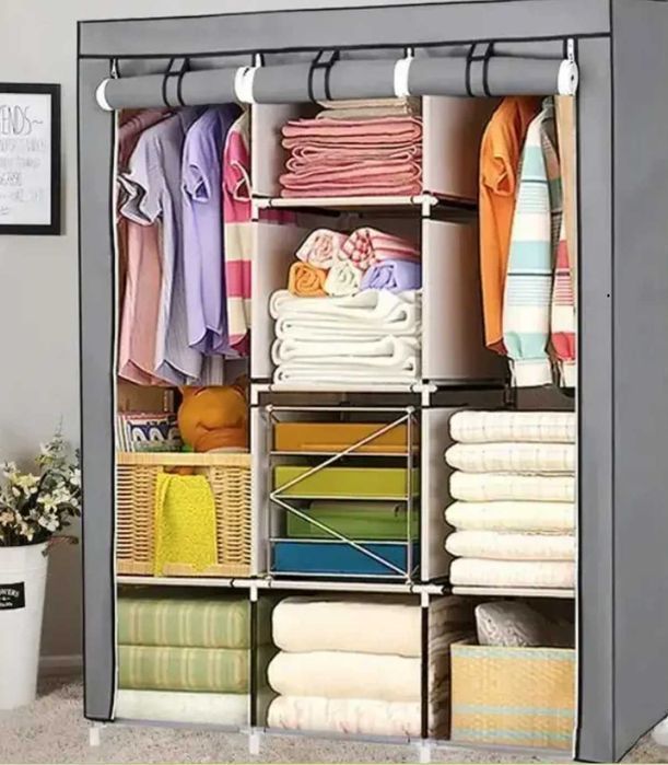 Містка розбірна тканинна шафа органайзер для одягу на 4 секції шкаф