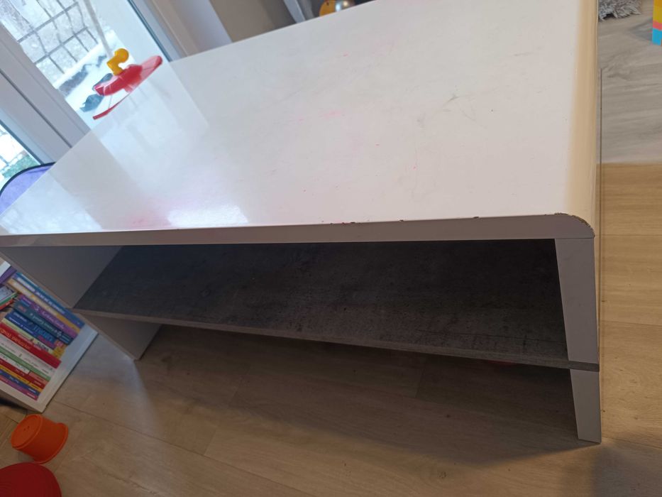 Nowoczesna ława stolik biały połysk/beton