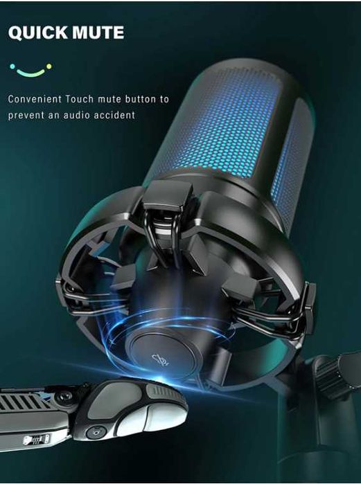 Ігровий мікрофон FIFINE AmpliGame A2 з RGB-підсвічуванням і штативом