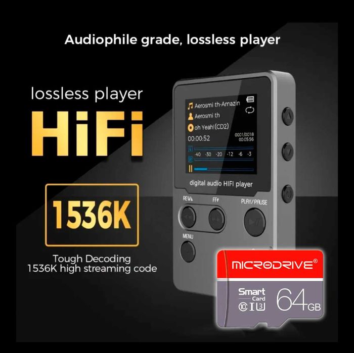 Hi-Fi аудиоплеер с Bluetoot. Карта памяти в подарок.