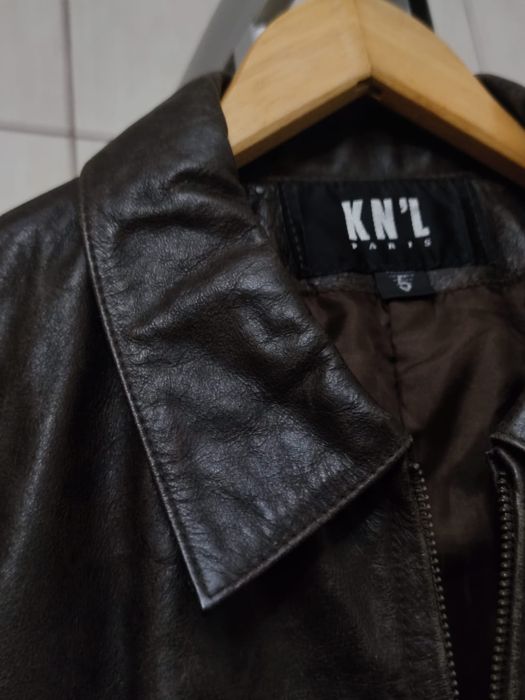 kurtka męska M skórzana brązowa kremowa ekologicznie ekologicznie eco