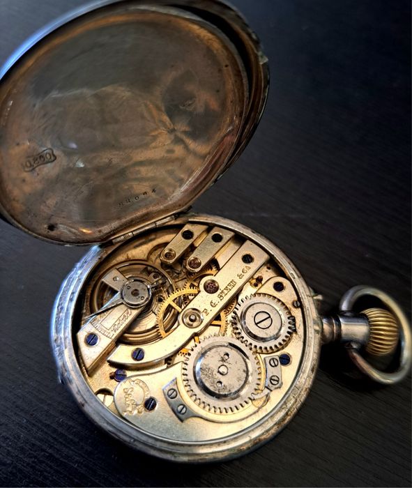 Relógio de bolso antigo em prata F.G.S. & co
