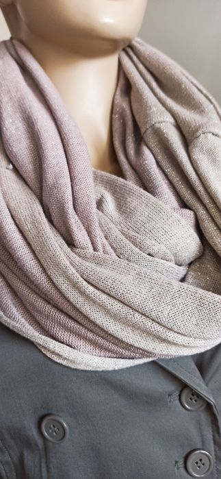 Sg Szal szalik tuba beżowy wpadający w brudny róż