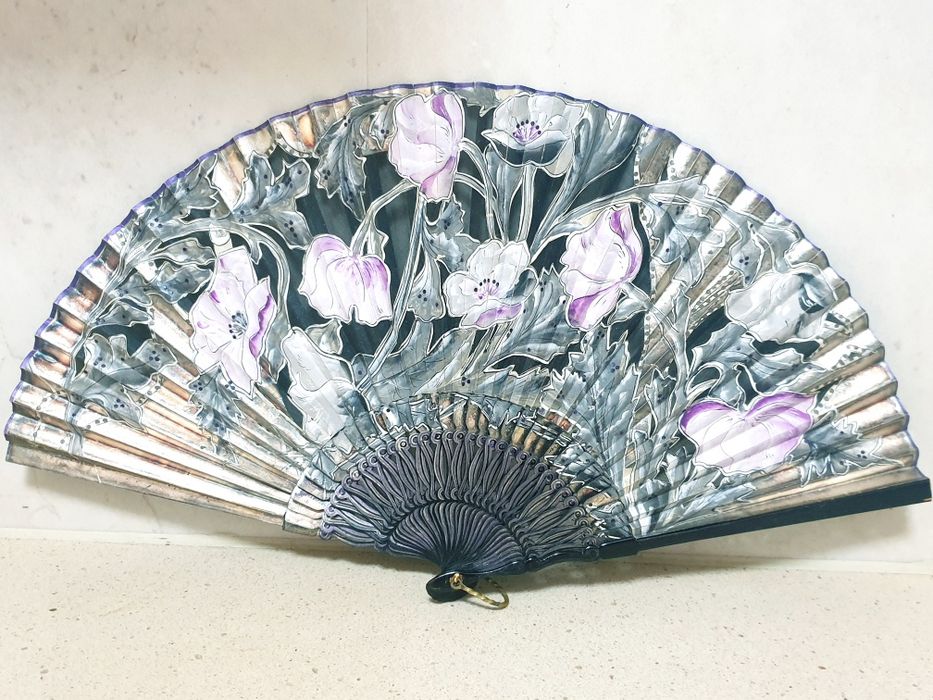 Lindissimo antigo leque anos '20 pintado à mão