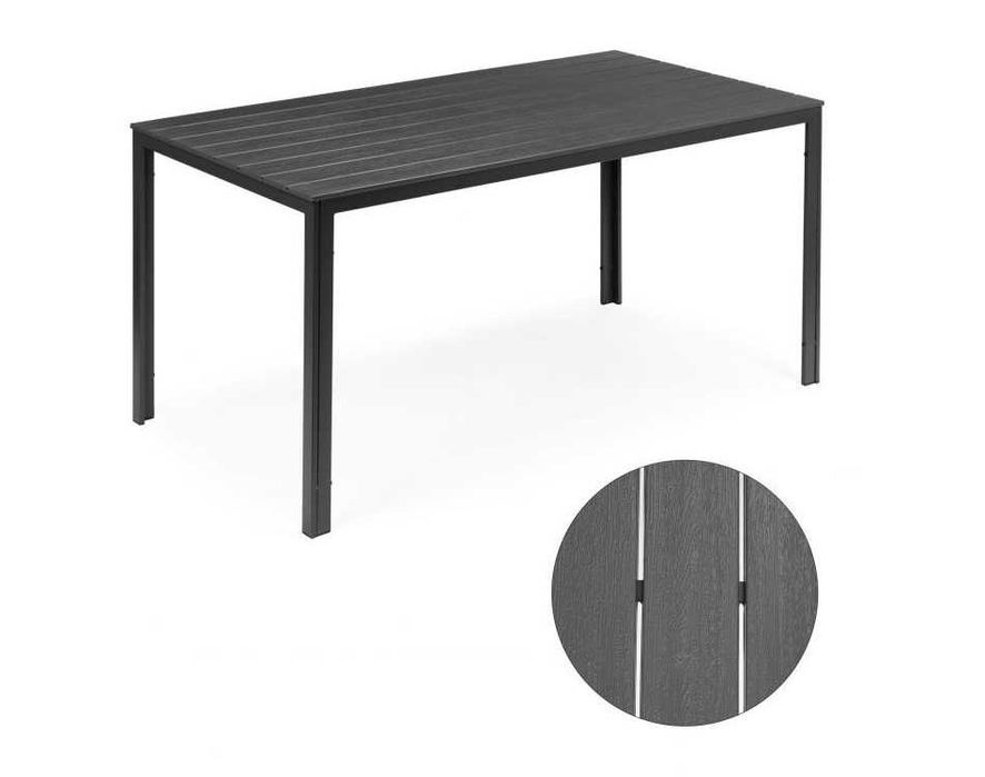 STÓŁ OGRODOWY 6-osobowy 156 x 78 cm na taras / balkon - SZARY