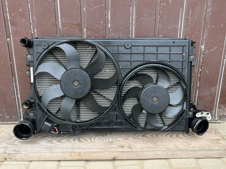KOMPLET CHŁODNIC WODY KLIMATYZACJI WENTYLATORY CHŁODNICA INTERCOOLER AUDI A3 VW GOLF 5 CADDY TOURAN PASSAT B6 SEAT SKODA 1.6 1.8 BENZYNA 2.0 TDI