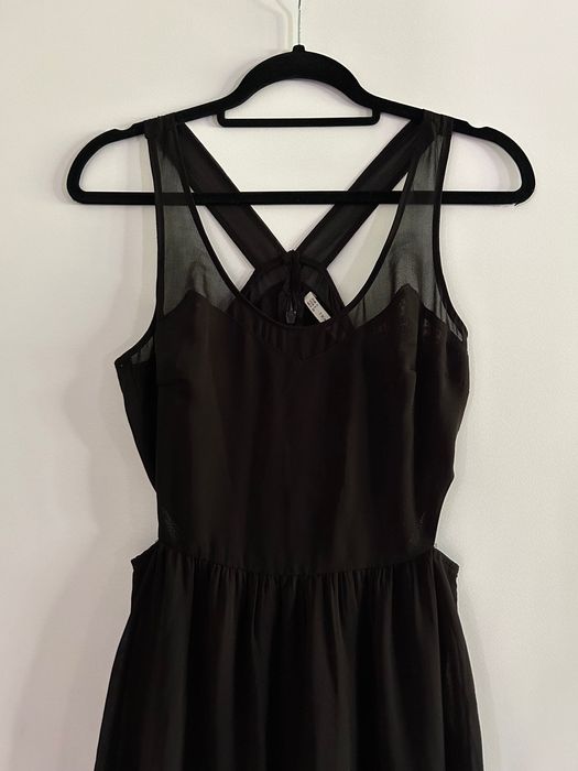 Zara czarna elegancka długa maxi sukienka rozmiar S