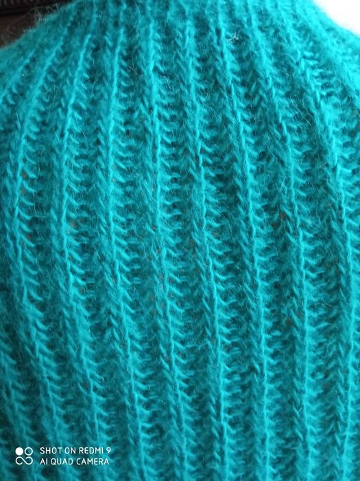 Sweter 50 ręcznie robiony handmade rękodzieło morski moher 120cm pachy