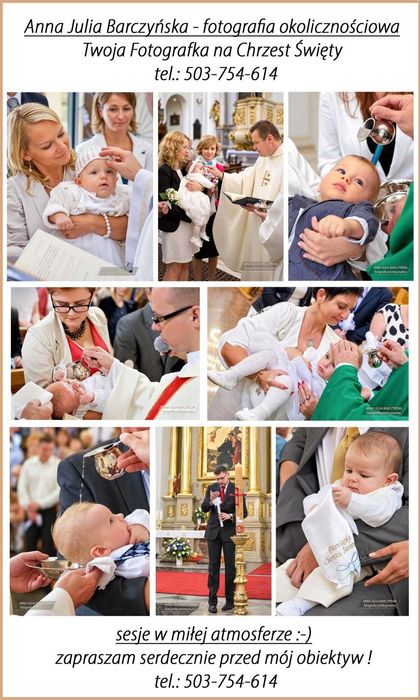 Od 450zł Fotograf na Chrzest Święty Warszawa - Fotoreportaż z Chrztu Św - Chrzciny Zdjęcia z przyjęcia w restauracji - rodzinne, babyshower - Wawa